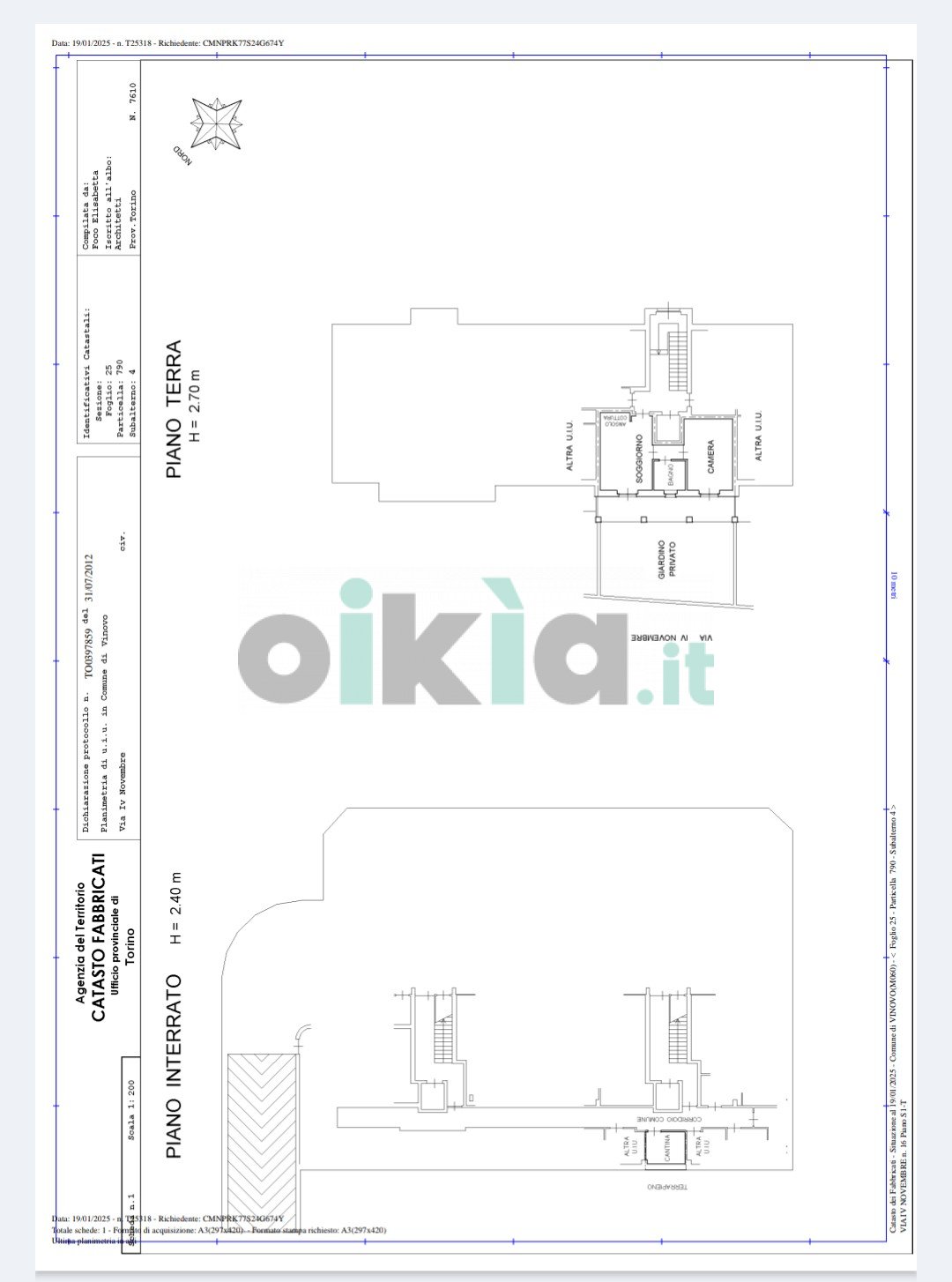 Two-room apartment VIA IV NOVEMBRE 16/1, Vinovo - floor plans 1