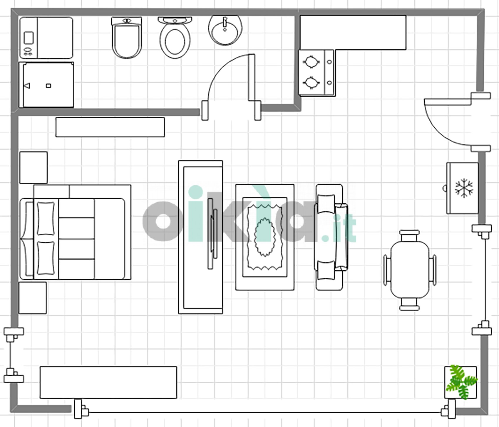One-room apartment via jussi 202, hamlet Farneto, San Lazzaro di Savena - floor plans 1