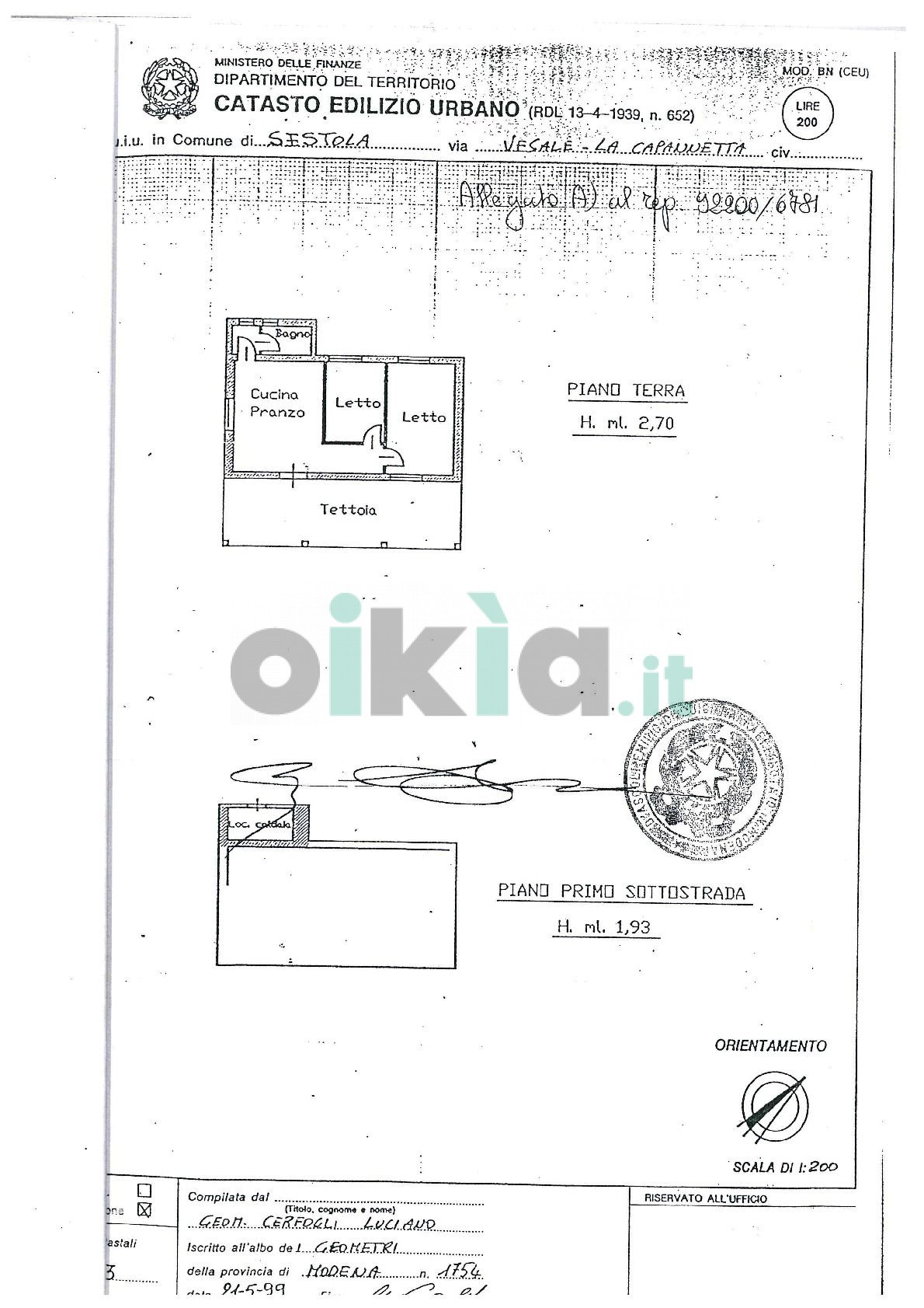 Two-room apartment Via Castagnola 20, hamlet Vesale, Sestola - floor plans 1