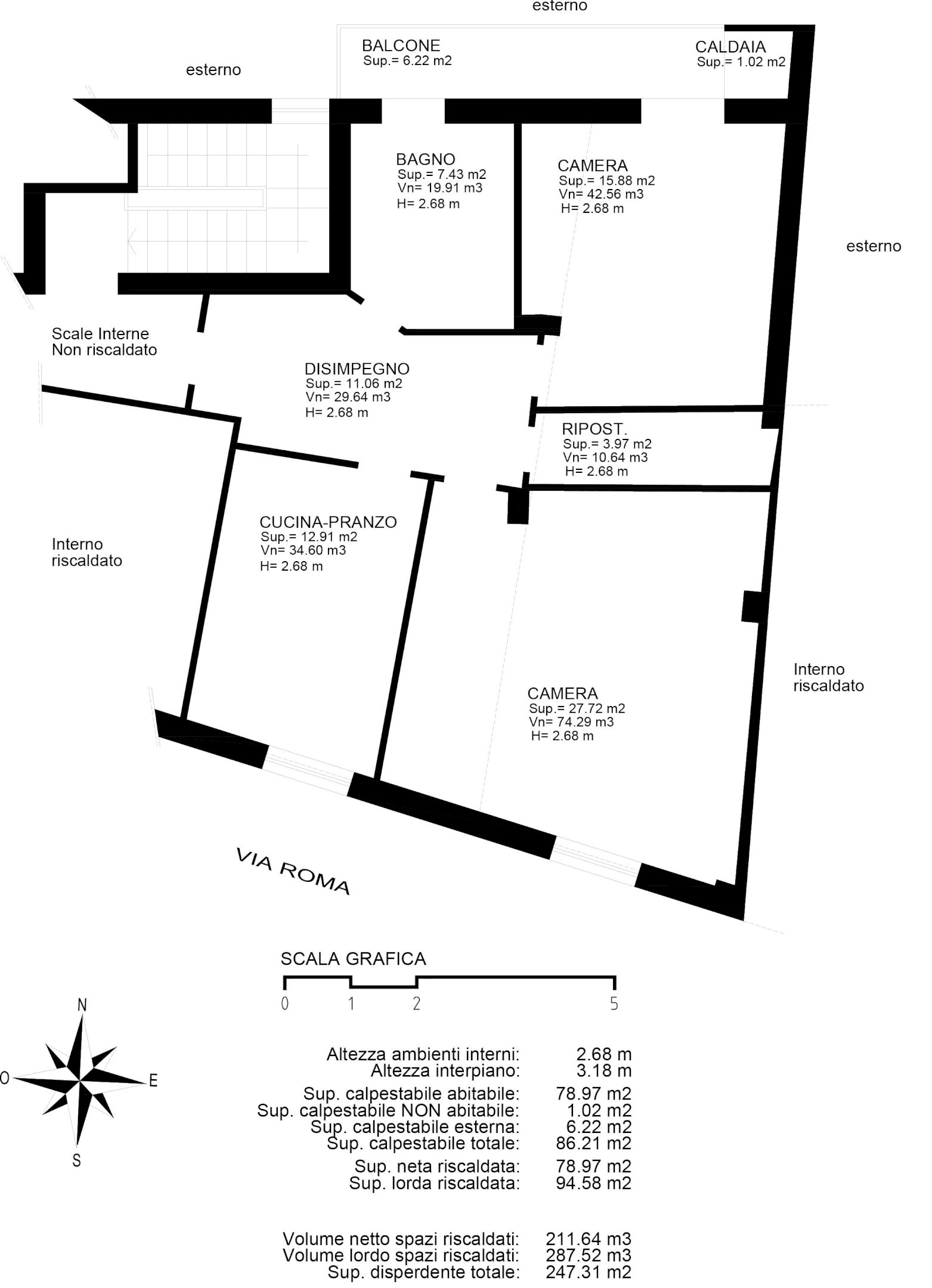 Four-room apartment Via Roma, 10, Dronero - floor plans 1