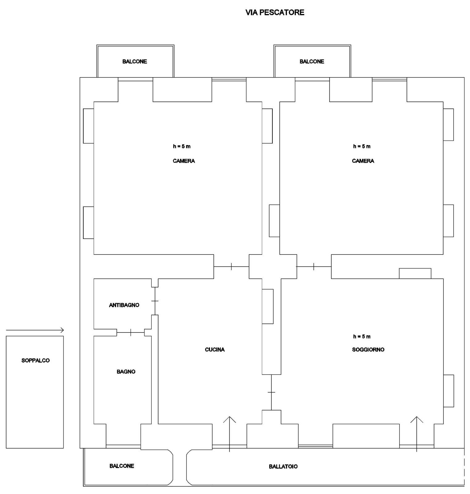 Quadrilocale Via Matteo Pescatore 10, Torino (zona Centro Storico) - planimetria 1